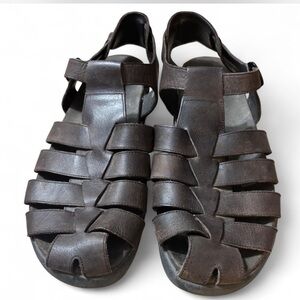 Mephisto Dark Brown Leather Men's Sandals